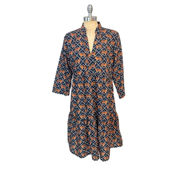 Classic Southern Smocks Womens Long Sleeve Tiger Print Dress NWT Large - Picture 4 of 6